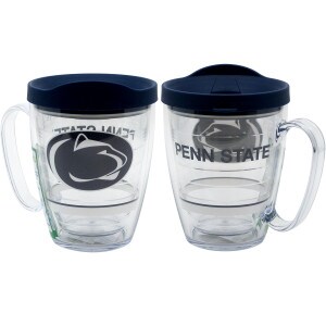 plastic tumbler mug with Athletic Logo on one side, Penn State on other